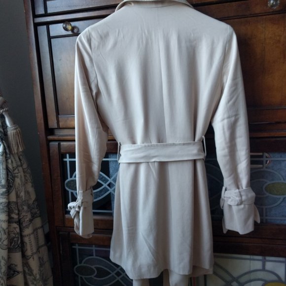Club Monaco Classic Beige/Cream Wrap Trench Coat Sz XS - Picture 5 of 8
